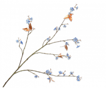 ACRYLIC FLOWER SPRAY GOLD/BLUE  120 CM